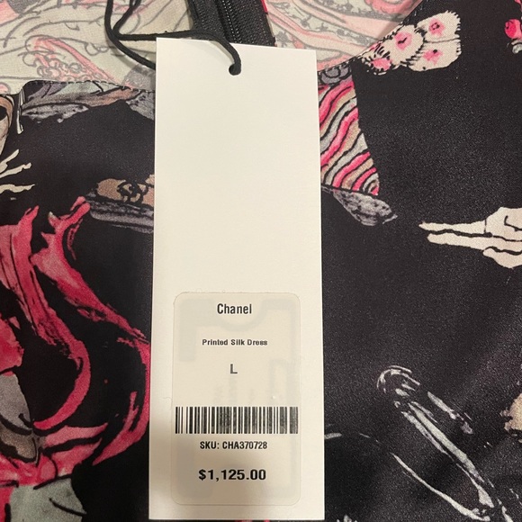 CHANEL Kabuki Printed Silk Dress Size 8 - Picture 9 of 10
